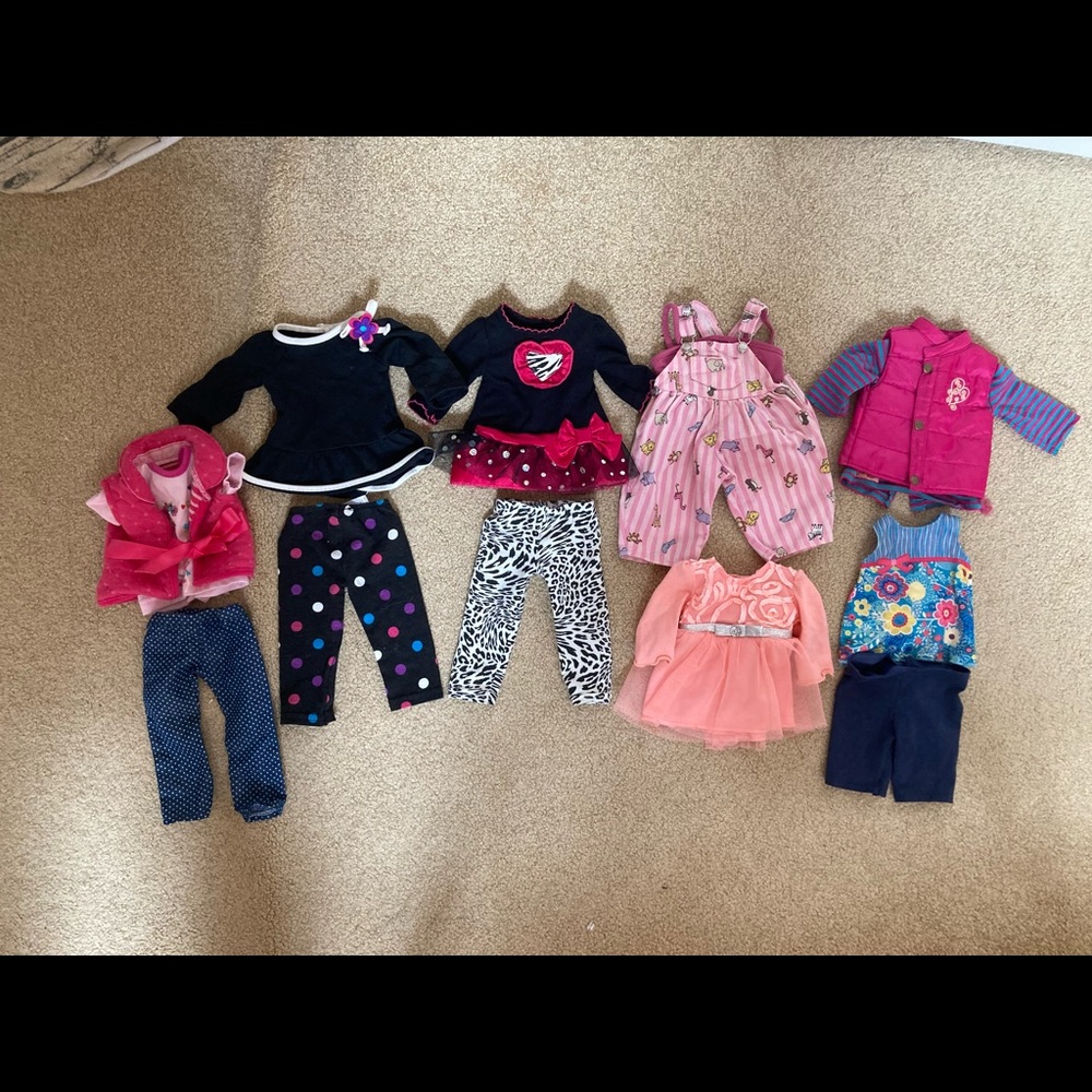 Lot of FIVE Our Generation doll outfits and 1 extra top